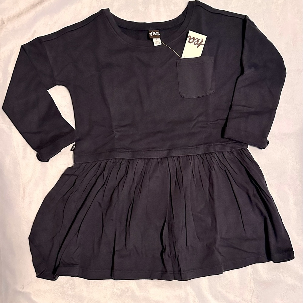 NEW WITH TAGS TEA COLLECTION POCKET PLAY DRESS INDIGO BLUE SIZE 5 AND 6